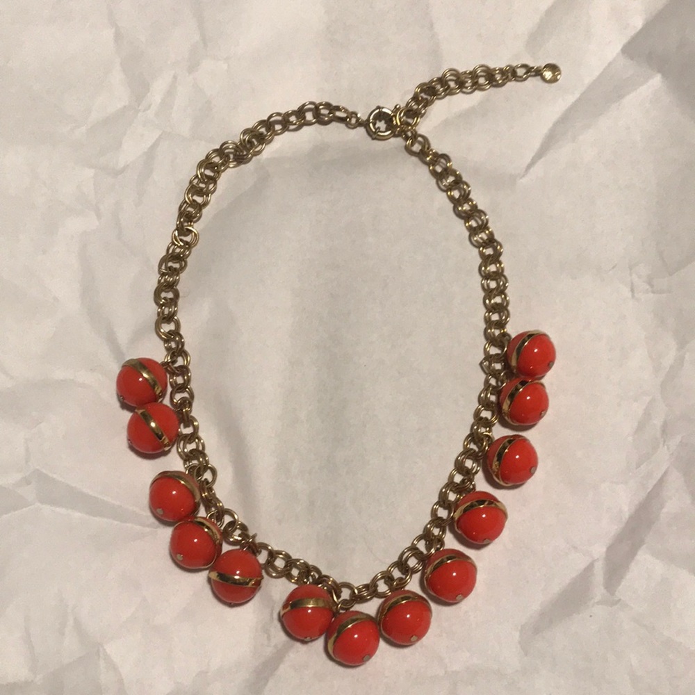 J. Crew gold and coral statement necklace